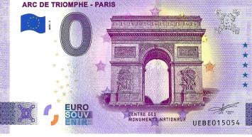 0 Euro biljet Frankrijk 2023 - Arc de Triomphe Paris