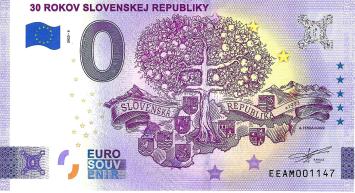 0 Euro biljet Slowakije 2023 - 30 Rokov Slovenskej Republiky