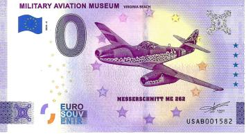 0 Euro biljet USA 2023 - Military Aviation Museum - Messerschmitt ME262