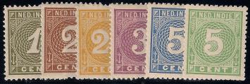 Nederlands Indië NVPH nr. 17/22 Cijfer 1883-1890 postfris