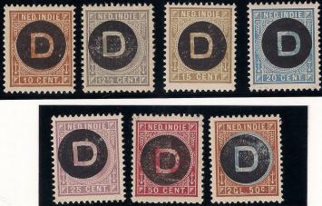 Nederlands Indië NVPH nr. D1/7 Frankeerzegels met overdruk D 1911 postfris
