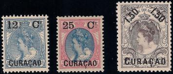 Curaçao NVPH nr. 26/28 Frankeerzegels met overdruk 1901-1902 postfris