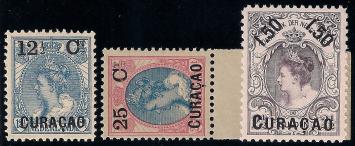 Curaçao NVPH nr. 26/28 Frankeerzegels met overdruk 1901-1902 postfris