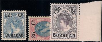 Curaçao NVPH nr. 26/28 Frankeerzegels met overdruk 1901-1902 postfris