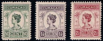 Curaçao NVPH nr. 68/70 Koningin Wilhelmina 1916 postfris