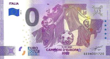 0 Euro biljet Italië 2021 - Italia Campioni III ANNIVERSARY