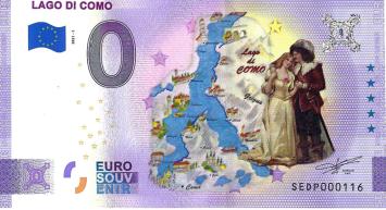 0 Euro biljet Italië 2021 - Lago di Como KLEUR