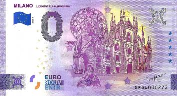 0 Euro biljet Italië 2022 - Milano Il Duomo e la Madonnina ANNIVERSARY