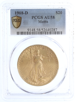 USA 20 dollars gold 1908d no motto