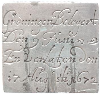 Groningen provincie Kwart rijksdaalder van 12 1/2 stuiver met mooie ingegraveerde keerzijde 1672