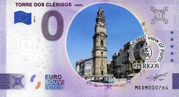 0 Euro biljet Portugal 2023 - Torre dos Clerigos KLEUR