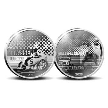 TT Assen 5 euro zilver 2025 in fotoverpakking proof