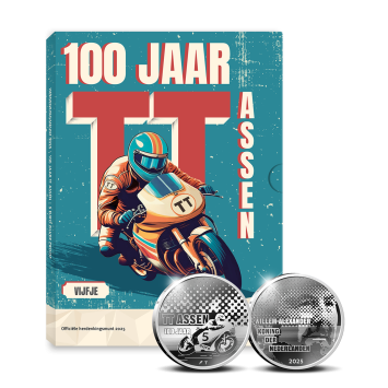 TT Assen 5 euro zilver 2025 in fotoverpakking proof