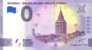 0 Euro biljet Turkije 2022 - Istanbul Galata Kulesi