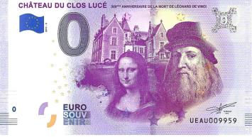 0 Euro biljet Frankrijk 2019 - Chateau du Clos Lucé Da Vinci Mona Lisa