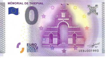 0 Euro biljet Frankrijk 2015 - Memorial de Thiepval
