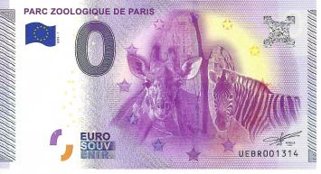 0 Euro biljet Frankrijk 2015 - Parc Zoologique de Paris