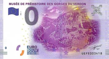 0 Euro biljet Frankrijk 2016 - Musée de Préhistoire des Gorges du Verdon