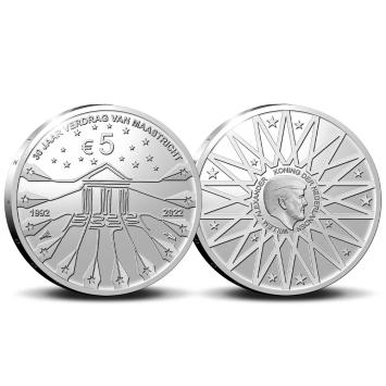Verdrag van Maastricht 5 euro zilver 2022 herdenkingsmunt proof