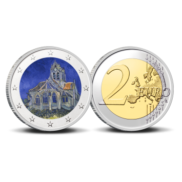 2 Euro munt kleur Van Gogh - De Kerk van Auvers