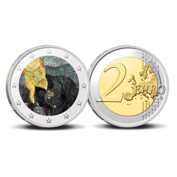 2 Euro munt kleur Van Gogh VIII Portret van Dr. Gachet