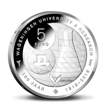Wageningen Universiteit 5 euro verzilverd 2018 herdenkingsmunt UNC