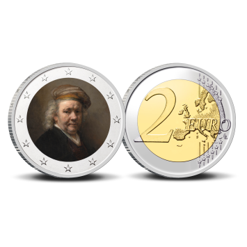 2 Euro munt kleur Rembrandt Zelfportret als de apostel Paulus