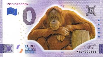0 Euro biljet Duitsland 2023- Zoo Dresden KLEUR